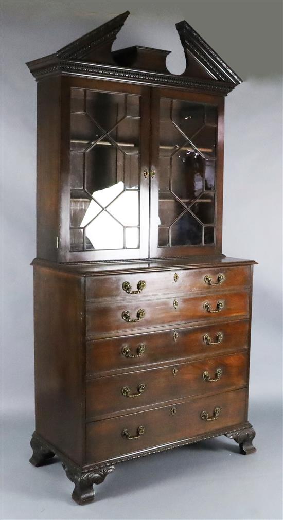 A George III mahogany secretaire bookcase, W.3ft 8in. D.1ft 10in. H.7ft 10in.